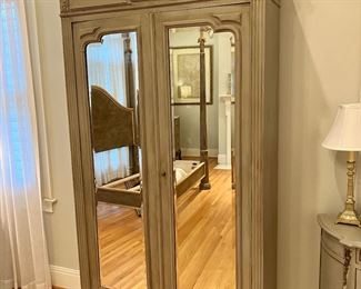 Painted French armoire 
95” h, 46” w, 26” d
