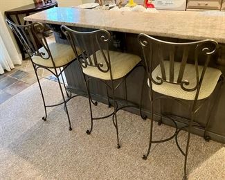 Set of 3 iron bar stools
