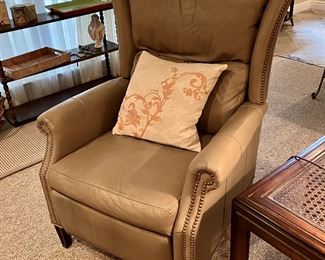 Gray leather recliner by Motioncraft
