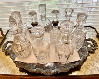 The licquor bottles with the silver rims are sold.