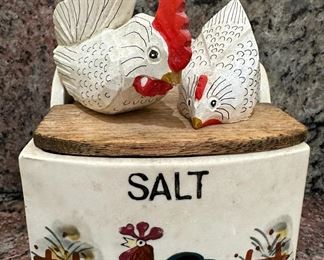 The roosters on the salt holder are sold.