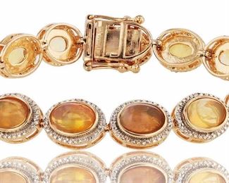 Ladies gold Opal and Diamond bracelet - fine jewelry