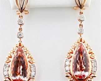 14k gold Morganite earrings