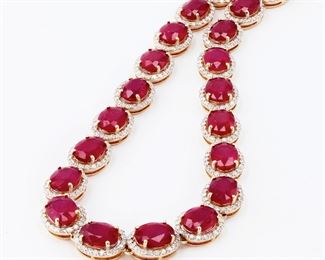 Ruby and diamond ladies necklace