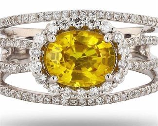 Platinum yellow sapphire ring