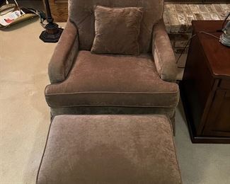 Brown Club Chair And Ottoman