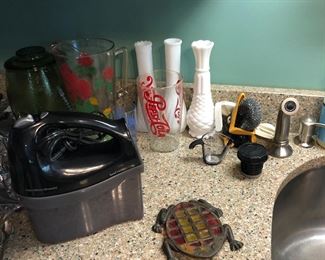 Mixer, Assorted Milk Glass vases