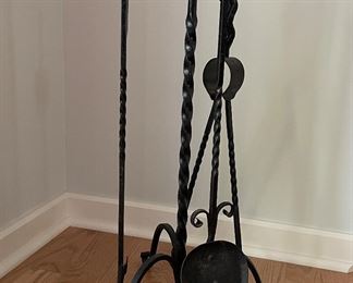 Wrought Iron Fireplace Tool Set.