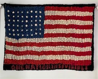 Hand-Stitched American Flag Wall Hanging. Measures 60" W x 42" H. Photo 1 of 2.