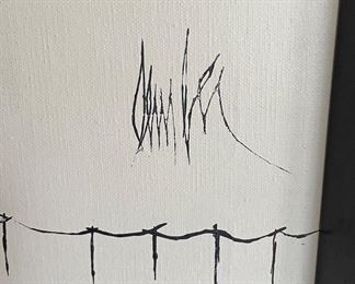 Barn Folk Art Oil on Board. Signed By Artist. Measures 26.5" W x 20.5" H; 28" W x 22" H With Frame. Photo 2 of 2.