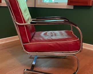 1930s Art Deco Kem Weber “Springer Chair” for Lloyd Manufacturing. Measures 22" W with 17" Seat. Photo 2 of 6.