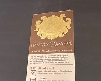 Hancock & Moore Tufted Moss-Colored Leather Upholstered Sofa with Nailhead Trim. Measures 87" W x 39" D with 22" Seat Height. Back Measures 35" H. Photo 6 of 6.