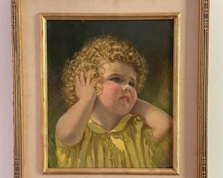 Untitled Girl with Curls, Livingston Geer, Measures 12" W x 14" H; 18" W x 20" H with Frame. Photo 1 of 3.