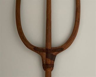 Antique Bale Pitchfork. Measures 16" W x 82" H. Photo 2 of 3.