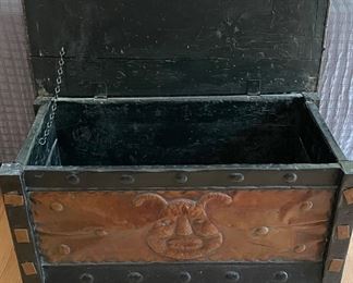 Blanket Chest with Decorative Copper Facing. Measures 33.5" W x 16" D x 19" H. Photo 3 of 4.