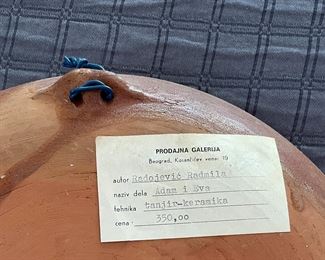 Radojevic Radmila Hand-Painted Glazed Ceramic Plate of Nude Couple. Photo 2 of 2.