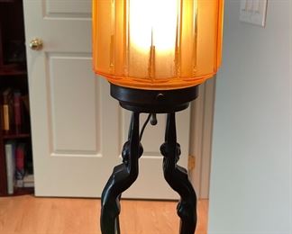 Frankart Twin Nude Sculptural Table Lamp With Stepped Glass Shade. Photo 2 of 5.