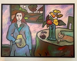 George Coin, Oil on Canvas. Measures 66.5" W x 48.5" H; 68.5" W x 50.5" H with Frame. Photo 1 of 2.