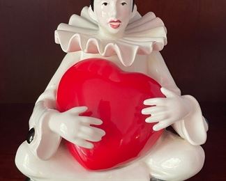 Vintage Sigma Taste Setter Pierrot Clown with Red Heart Music Box. Photo 1 of 2.