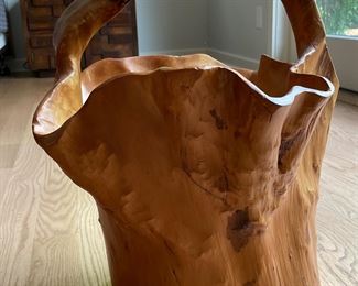 Carved Burl Wood Bucket. Photo 2 of 3.