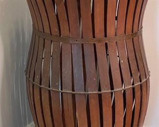 Vintage Wood Slate Tall Basket with Lid. Photo 1 of 4.