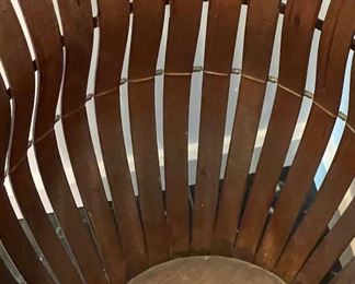 Vintage Wood Slate Tall Basket with Lid. Photo 4 of 4.