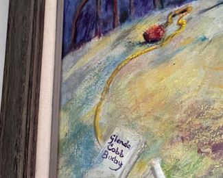 "Sewing Circle," Glenda Cobb Bixby, Oil on Board. Measures 23.5" W x 20" H; 28.5" W x 24" H with Frame. Photo 2 of 3.