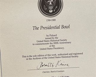Limited Edition Presidential Bowl 1789 - 1989 - 2 Available. Photo 3 of 3.