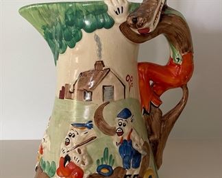 1930s Wade Heath, England, Pitcher of Three Little Pigs. Photo 1 of 3.