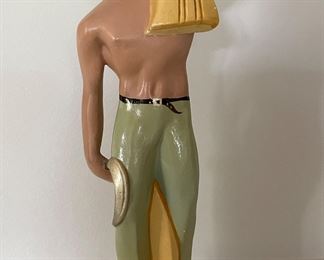 Vintage Meneris Chalkware Sculpture of Man Cutting Wheat. Photo 1 of 3.