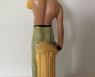 Vintage Meneris Chalkware Sculpture of Man Cutting Wheat. Photo 2 of 3.
