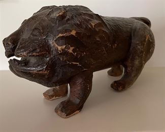 Carved Wood Lion. Photo 2 of 3.