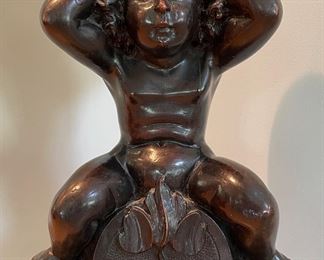 Antique Carved Wood Floor Candelabra. Measures 36" H. Photo 3 of 5.