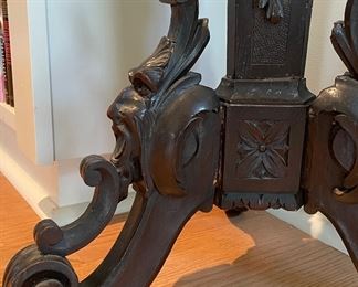 Antique Carved Wood Floor Candelabra. Measures 36" H. Photo 4 of 5.