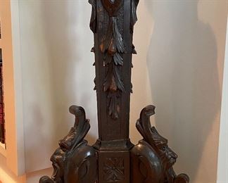 Antique Carved Wood Floor Candelabra. Measures 36" H. Photo 5 of 5.