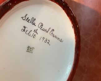 Vintage B & C Limoges Hand-Painted Urn Signed Stella Pearl Evans, February 10, 1932. Measures 11" x 18." Photo 4 of 4.