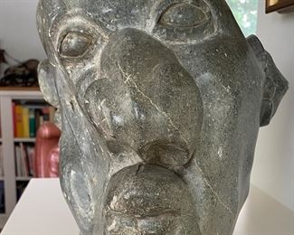 Enos Gunja (Zimbabwe) Soapstone Sculpture. Signed By Artist. Measures 13" W x 14" D x 14" H. Photo 1 of 5.