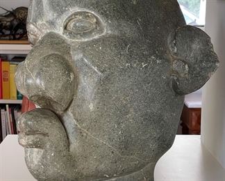 Enos Gunja (Zimbabwe) Soapstone Sculpture. Signed By Artist. Measures 13" W x 14" D x 14" H. Photo 3 of 5.