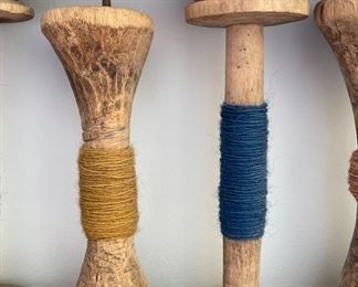 Folk Art. Antique Sewing Spool Wall Sculpture. Measures 44" W x 20" H. Photo 2 of 3.