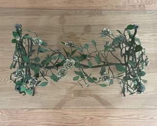 Painted Floral Tole Glass Top Cocktail Table. Measures 39" x 22" x 17.5" H. Photo 1 of 5.