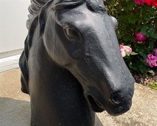 Painted Concrete Horse Bust Doorstop - 2 Available.