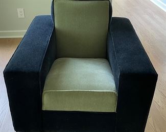 Two-Tone Mohair Upholstered Club Chair - 2 Available. Each Measures 36" W x 39" D with 18" Seat Height. Photo 1 of 3.