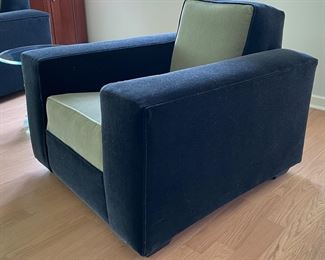 Two-Tone Mohair Upholstered Club Chair - 2 Available. Each Measures 36" W x 39" D with 18" Seat Height. Photo 2 of 3.