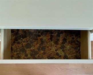 Vintage Wood Campaign Desk with Brass Hardware. Measures 42.5" W x 17" D x 28.5" H. Photo 6 of 6.