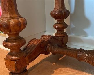 Vintage Carrera Marble Top Occasional Table. Measures 34" W x 20" D x 30.5" H. Photo 5 of 6.