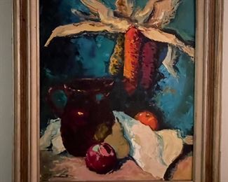 Untitled Still Life, E. Stewart. Oil On Canvas. Measures 19.5" W x 23.5" H; 25.5" W x 29.5" H Framed. Photo 1 of 3.