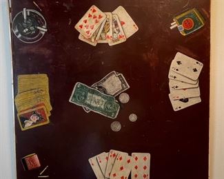 Untitled Poker Game, Oil On Canvas. Artist Unknown. Measures 24" x 24." Photo 1 of 2.