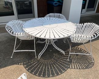 Vintage Outdoor Dining Set In The Style of Francois Carre. Photo 6 of 6.