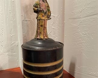 Vintage Tobacco Tin with Native American Topper. Photo 1 of 3.