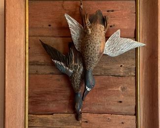 Hand-Carved, Hand-Painted Faux Duck Taxidermy Mounted on Wood. Photo 1 of 2.